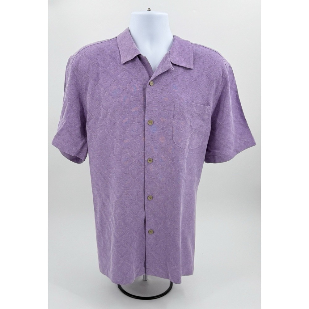 Tommy Bahama Solid Diamond Isle Jacquard Camp Shirt NWT XL Summer Plum T315923